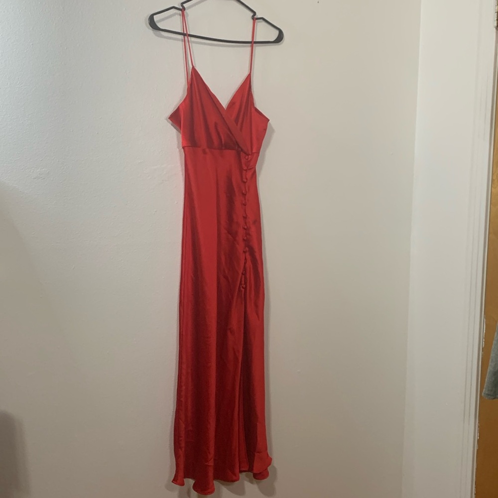 Zara Sexy Red Dress Front Buttons Size L Used